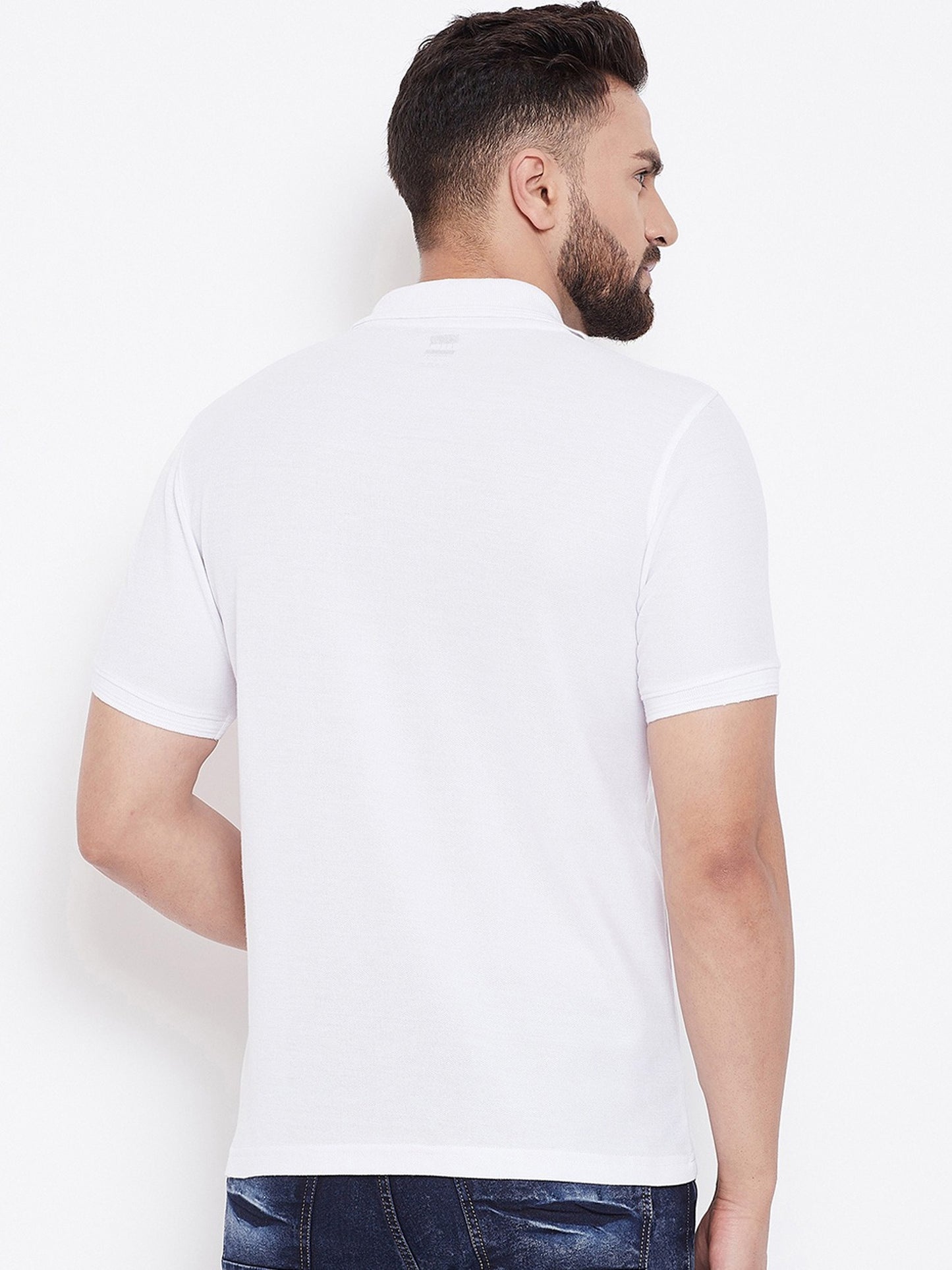 Cotton Blend Solid Half Sleeves Mens Polo Neck T-Shirt (Pack of 2)