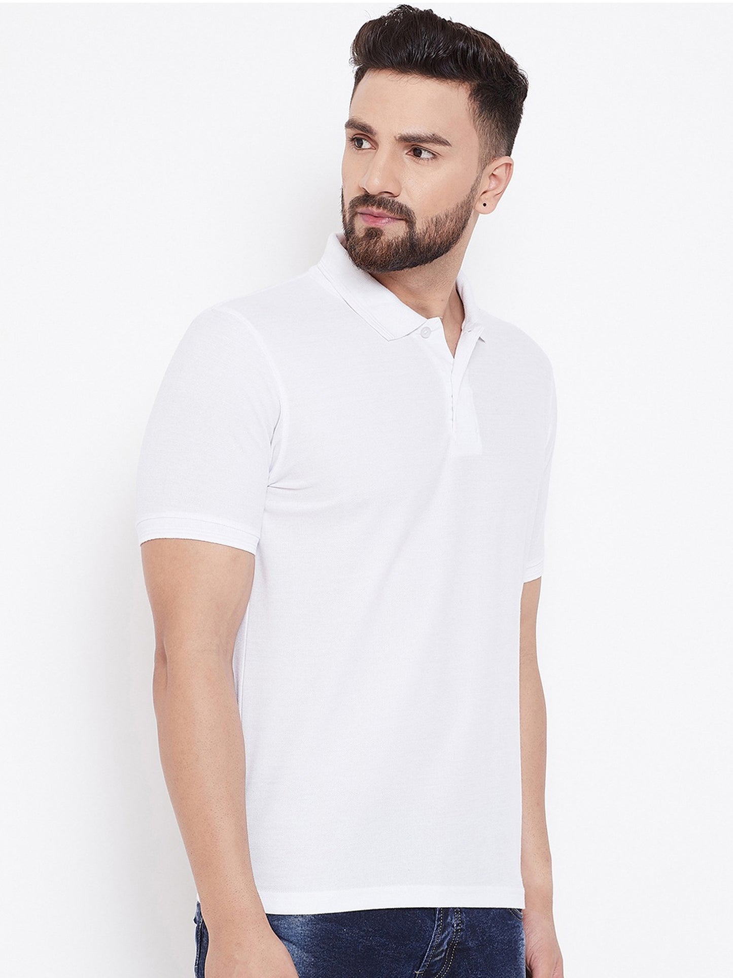 Cotton Blend Solid Half Sleeves Mens Polo Neck T-Shirt (Pack of 2)